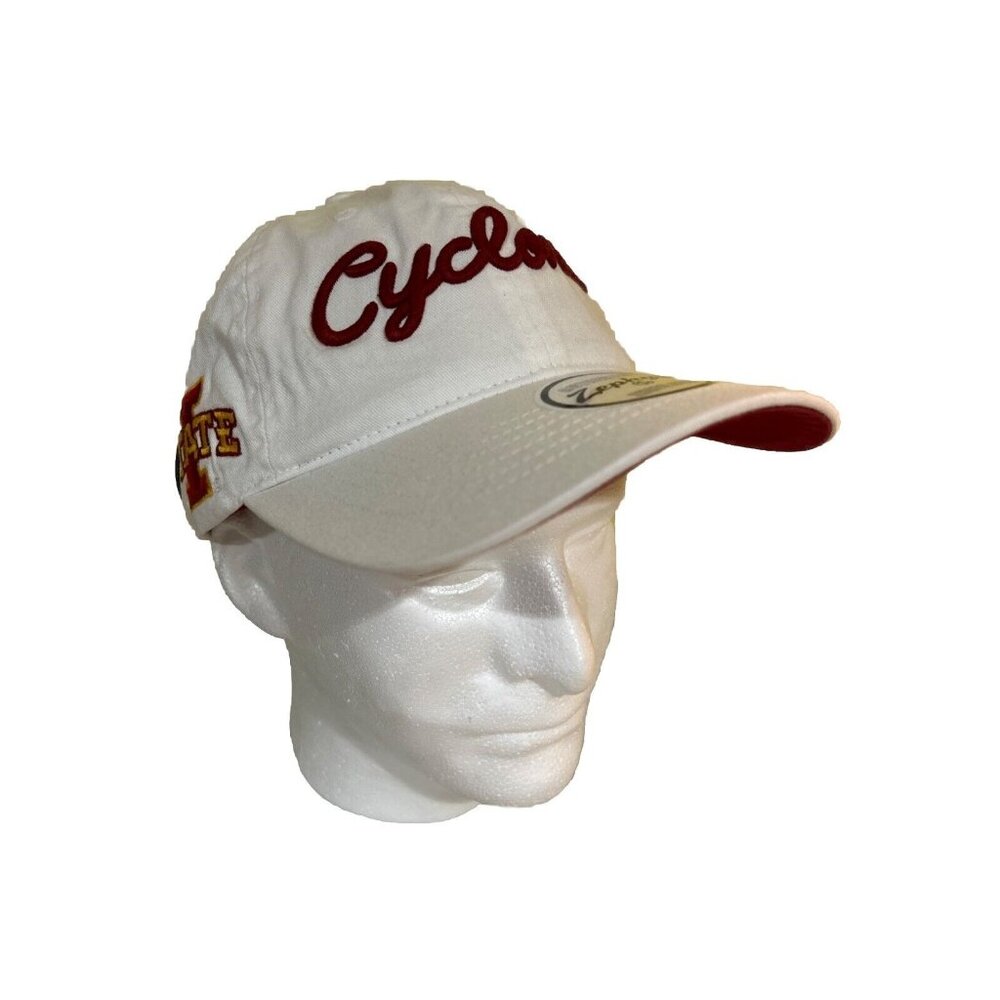 Iowa State Cyclones Adjustable Baseball Cap White/Red Zephyr Embroidered Cotton